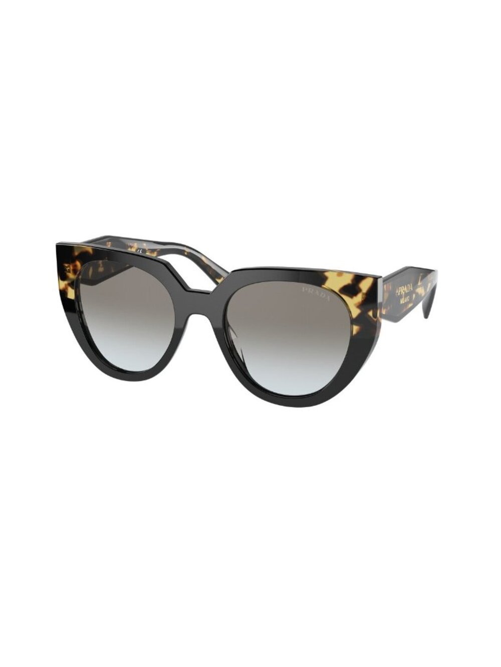 New Prada Women's Sunglasses Black Butterfly Grey Lens Injected Frame PR 14WS 52
